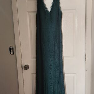 Adrianna Papell Teal Lace Maxi Dress